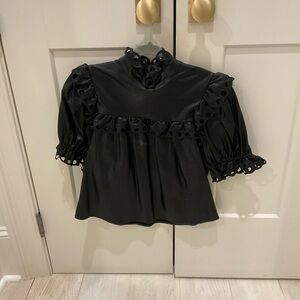 Stellah Black Ruffled Eyelet Top